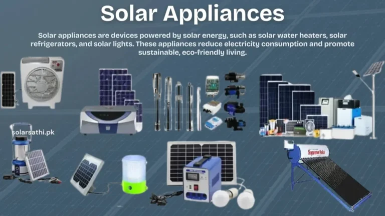 Solar appliances powered by renewable energy, including lights, fans, and chargers for off-grid use.