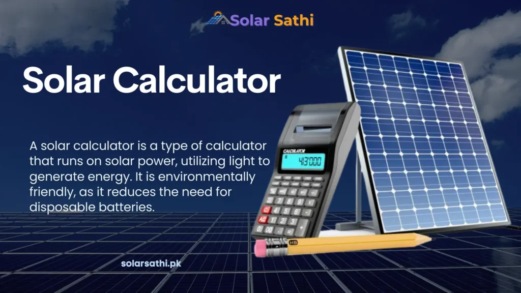 Solar calculator with a display and buttons, using sunlight for energy.